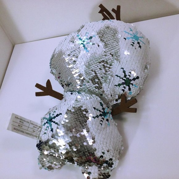 Disney Olaf Snowman Plush Toy Flip Sequin Doll 12" Carrot Nose White Silver - Picture 10 of 10